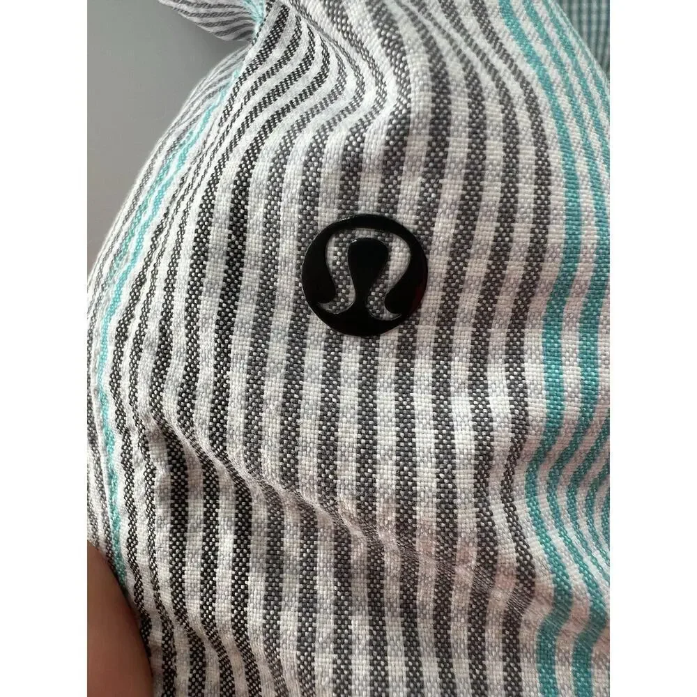 Lululemon Athletica Men’s Shorts Kahuna Teal Blue Gray Striped Pockets Size 36